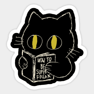The Cat Reading Book For Learning How To Be Super Freak Sticker